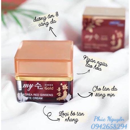 Kem Hồng Sâm Trắng Da Mờ Thâm Nám My Gold Korea Red Ginseng White Cream Hàn Quốc
