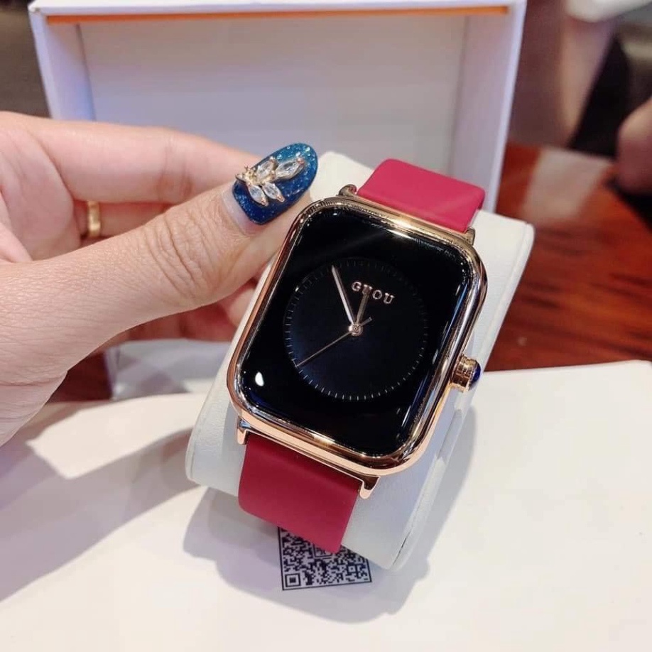 Đồng hồ nữ guou quai silicol mặt chữ nhật siêu hot 2021 bản dây aple donghonu (video ảnh thật) | BigBuy360 - bigbuy360.vn
