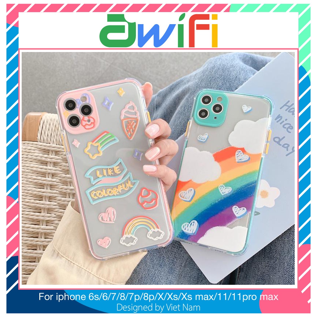 Ốp lưng iphone cầu vồng màu trong 4 góc 6/6plus/6s/6splus/7/7plus/8/8plus/x/xr/xs/11/12/pro/max/plus/ - Sale Sốc v2-7