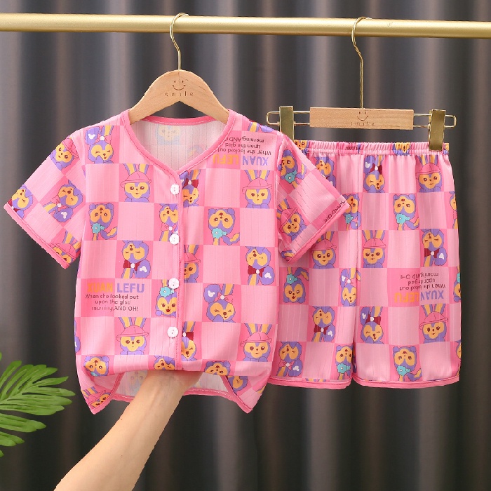 Bộ Đồ Ngủ Tay Ngắn Chất Cotton In Họa Tiết Hoạt Hình Dễ Thương Thời Trang Cho Bé Trai Và Gái