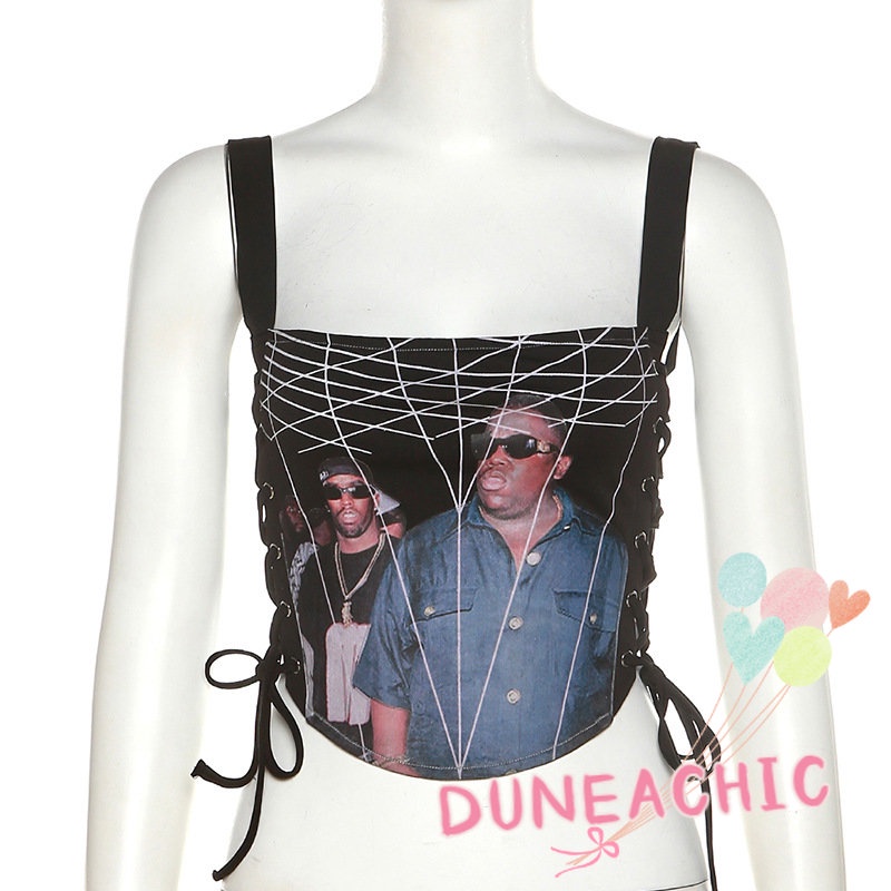 DUNEA Áo hai dây in họa tiết thời trang cho nữ