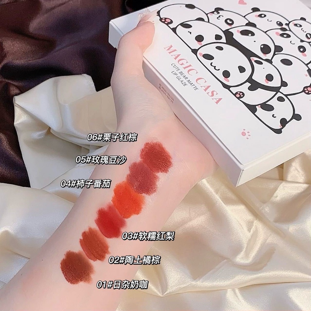 Set 6 Son Gấu Trúc Magic Casa Cute Panda Matte Lip Glaze - 1