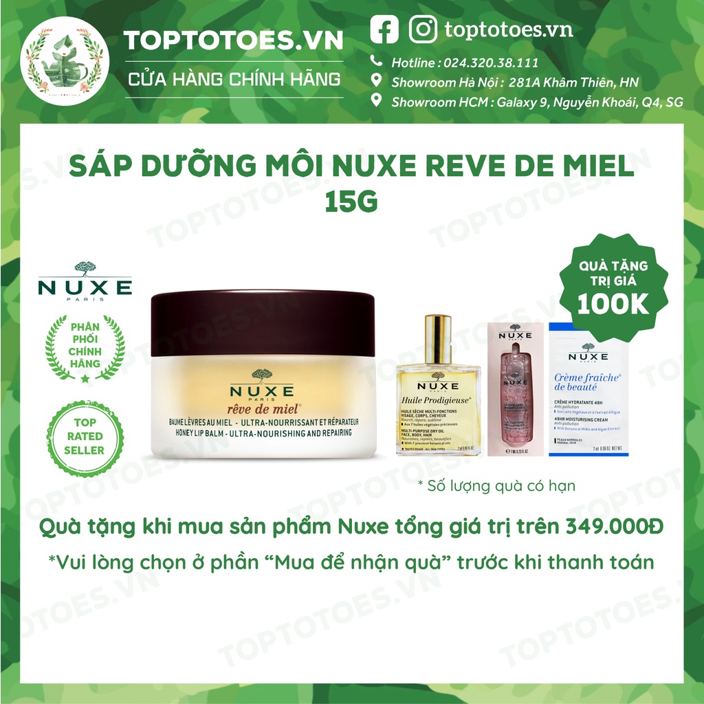 Sáp dưỡng môi dạng hũ Nuxe Reve De Miel - 15g [NHẬP KHẨU CHÍNH HÃNG 100%]