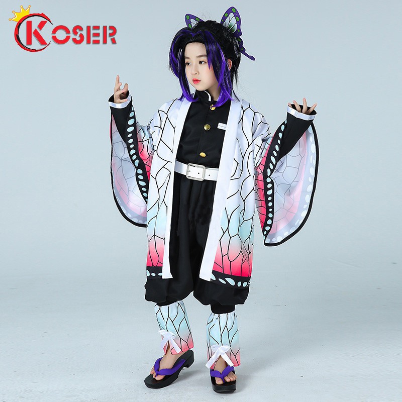 [COSER KING store] Child Anime Demon Slayer Kimetsu no Yaiba Tsuyuri Kanao Kamado Tanjirou Nezuko Giyuu Kochou Zenitsu Shinobu Cosplay Costume Cartoon Fancy Dress Kids