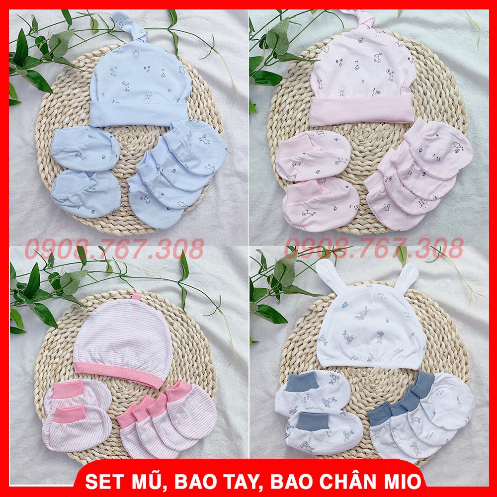 [TIỆN LỢI] Set Đầy Đủ Mũ + Bao Tay + Bao Chân MioMio Cho Bé Sơ Sinh - Mio Việt Nam