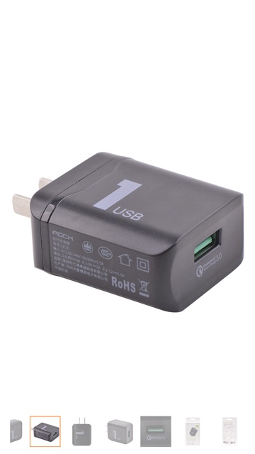 Sạc nhanh Rock 1 cổng USB chính hãng