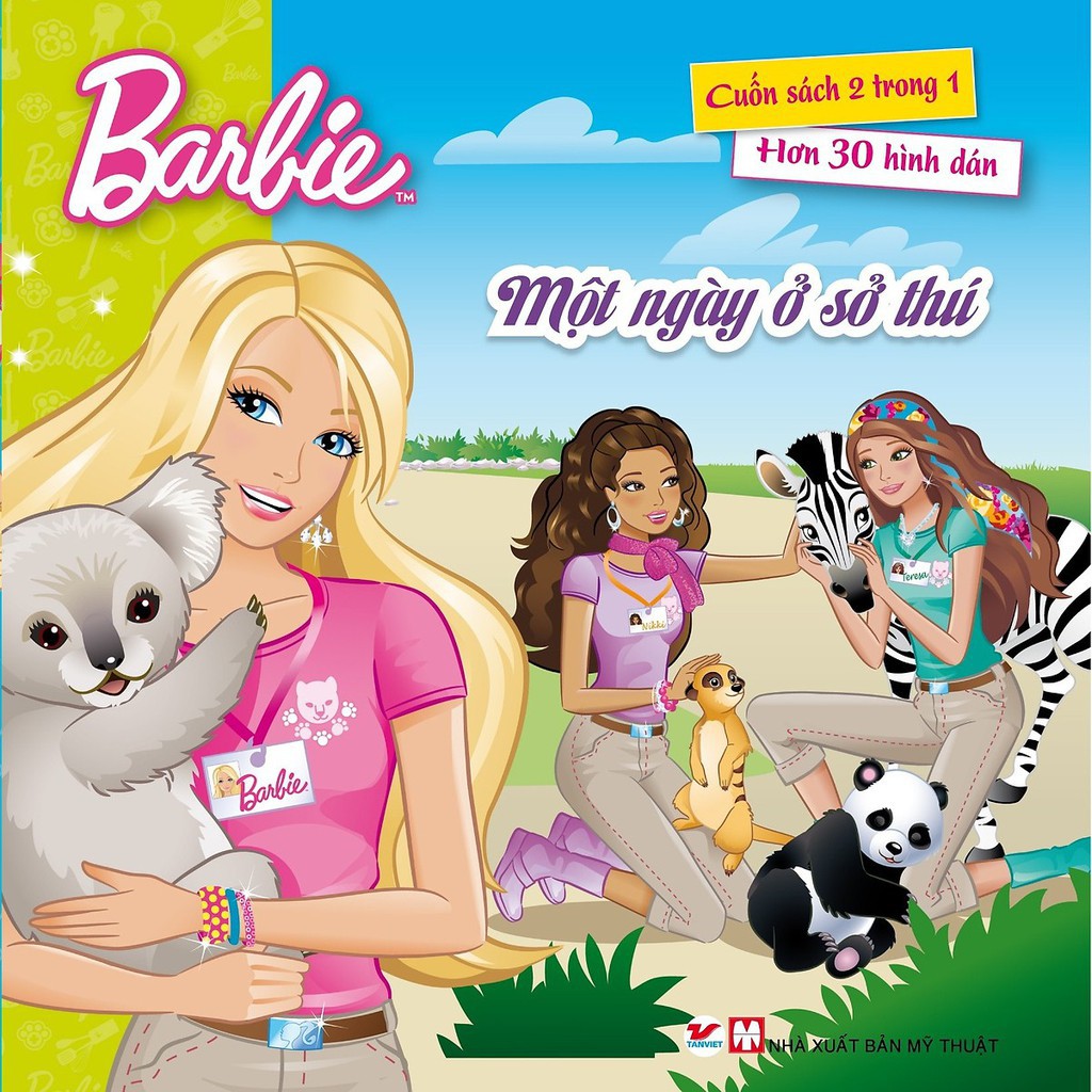 Sách - Barbie - Một Ngày Ở Sở Thú (Cuốn Sách 2 Trong 1 Hơn 30 Hình Dán)