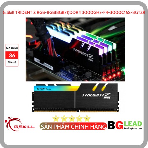 Ram máy tính G.Skill TRIDENT Z RGB - 8GB (8GBx1) DDR4 3000GHz-F4-3000C16S-8GTZR - Chính hãng, Mai Hoàng phân phối và BH