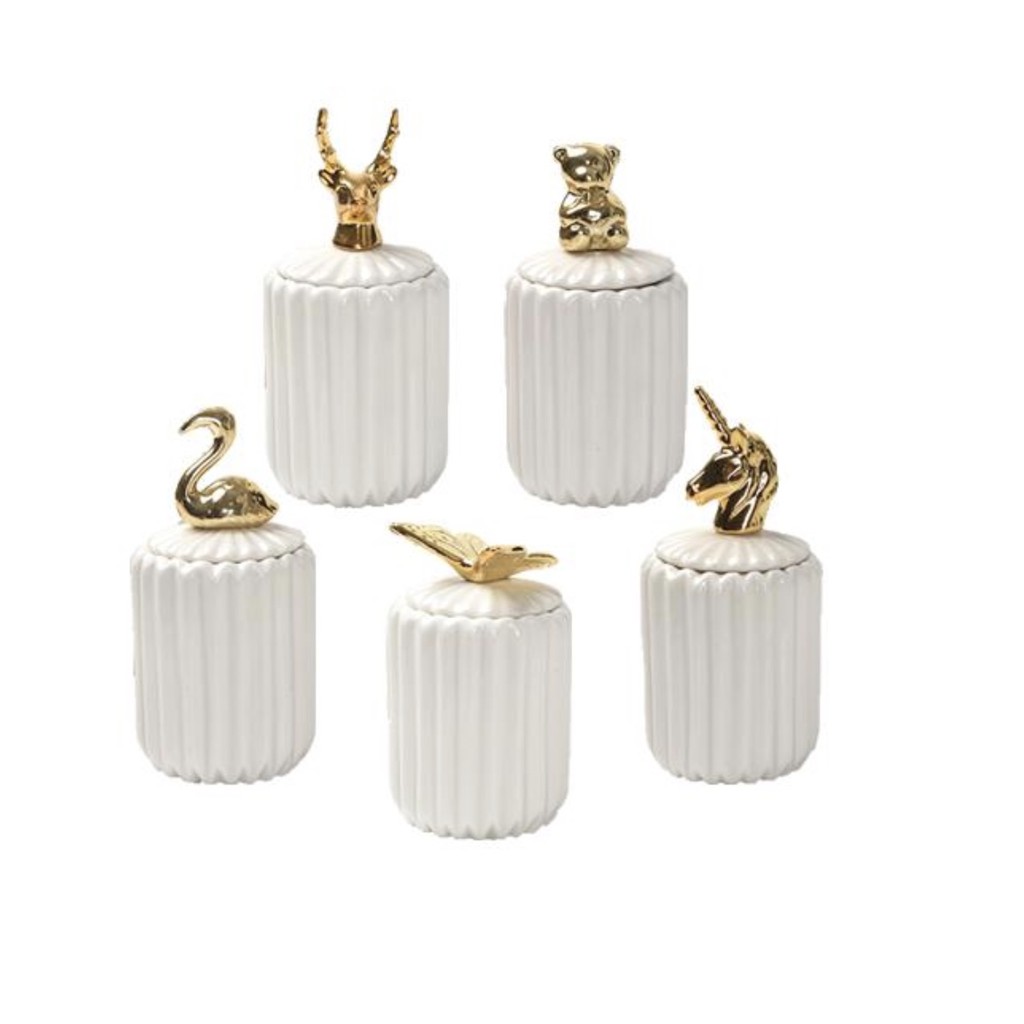 Lọ đựng bông tăm phong cách hoàng gia trang trí nhà cửa đẹp mắt Golden Porcelain