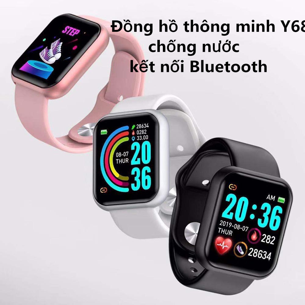 Đồng hồ thông minh Y68 chống nước kết nối bluetooth hỗ trợ theo dõi sức khỏe