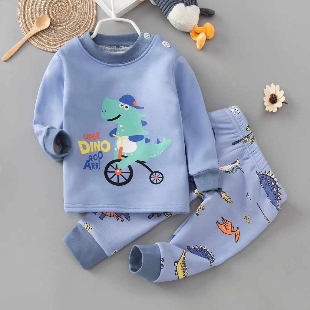 (QiQi BT 18-27kg) Bộ quần áo trẻ em - Bộ nỉ lót lông nhung quảng châu xuất Hàn cao cấp cho bé trai 4-6t