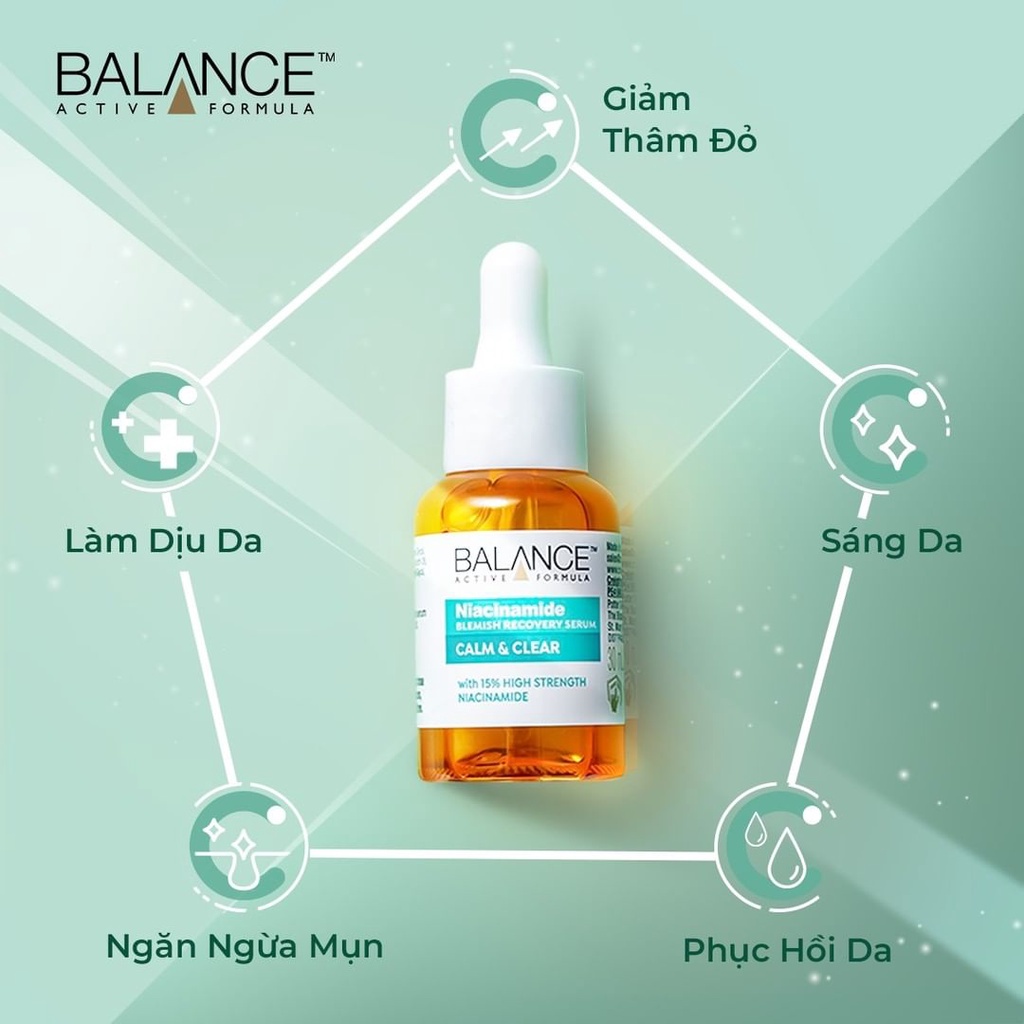 Serum Niacinamide 15% Balance  ngừa mụn mờ thâm Active Formula  Blemish Recovery 30ml