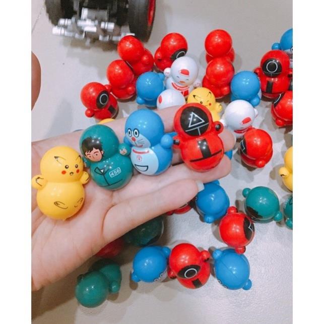 Lật đật squid game mini, đồ chơi lật đật mini doraemon cho bé cute dễ thương giá rẻ (pikachu, trò chơi con mực, minion)