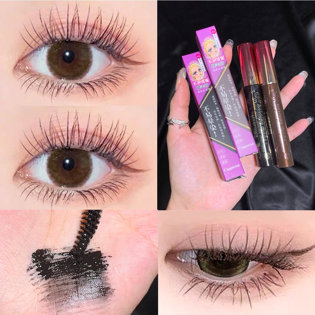 Mascara Cappuvini Chống Thấm Nước Và Mồ Hôi Không Nhòe Chuốt Dày Và Cong Mi Tự Nhiên