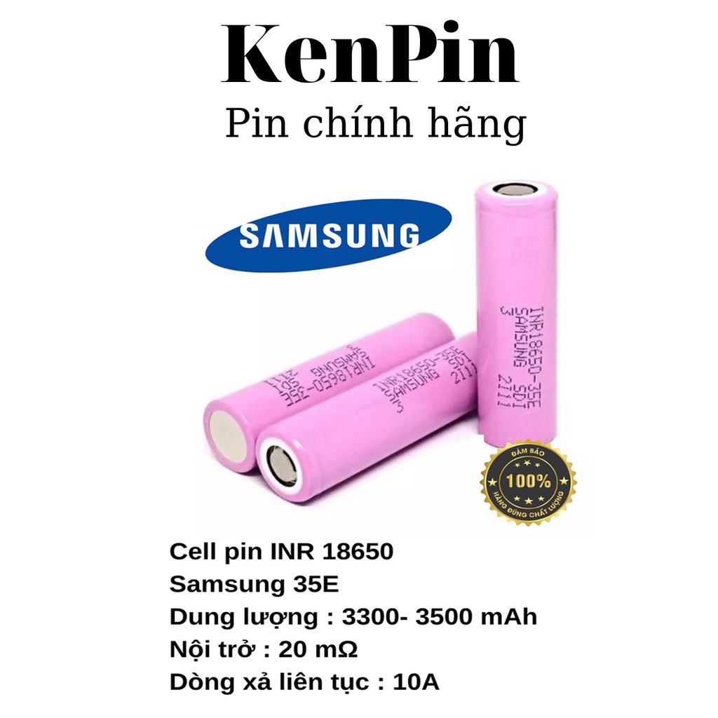 Pin Li-ion 18650 35E Samsung INR18650-35E 3500mah, pin lap top, pin sạc dự phòng dung lượng cao S35