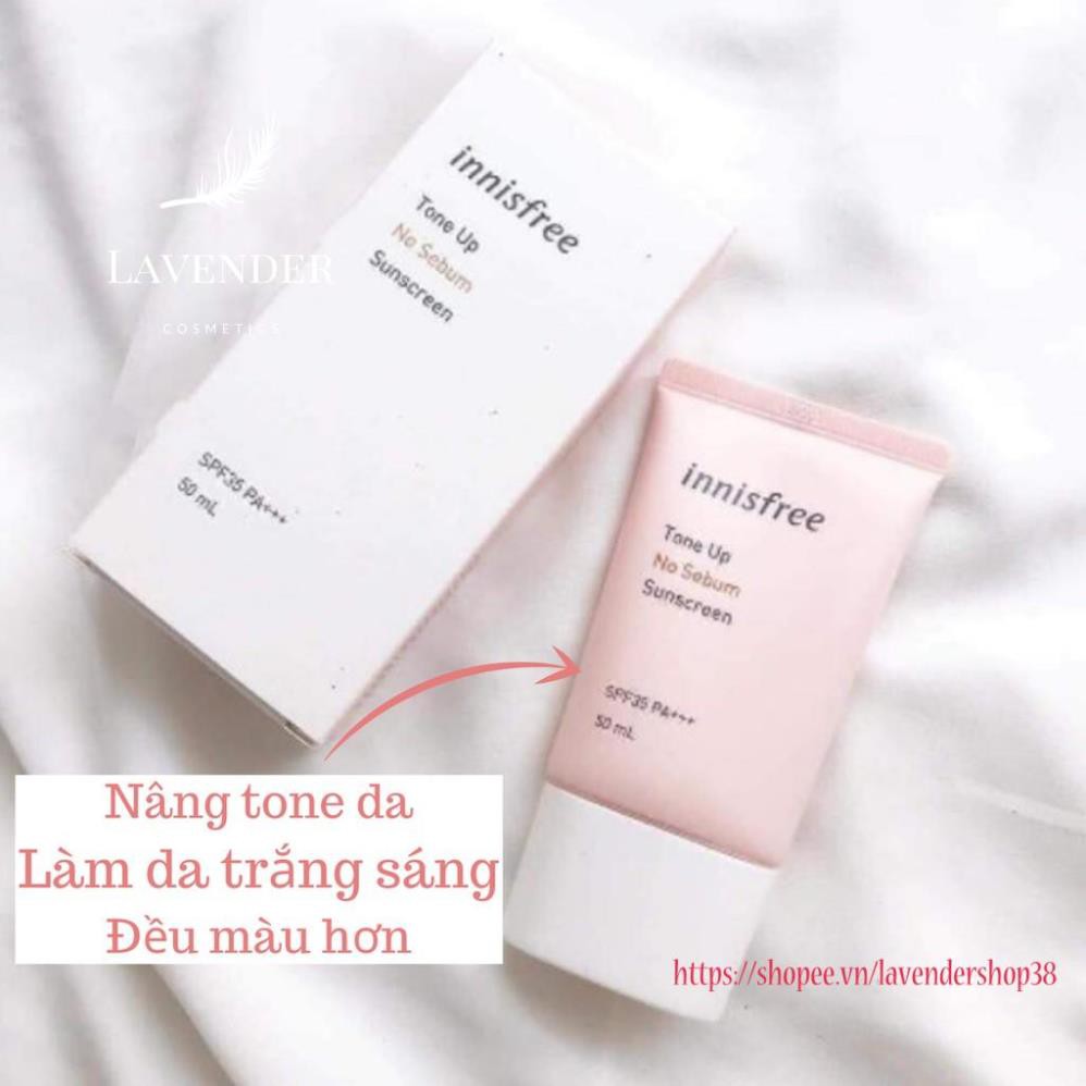 Kem Chống Nắng Innisfree Tone Up No Sebum Sunscreen SPF50+PA++++ 50ml (màu hồng)