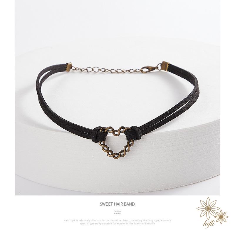 Vòng cổ choker bằng da màu đen phong cách gothic cổ điển cho nữ