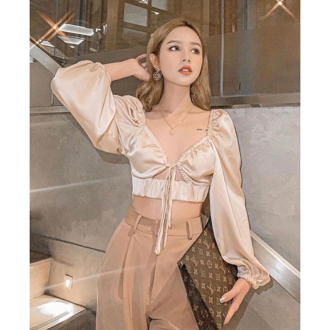 PHOEBE TOP/ ÁO LỤA CROPTOP CUT OUT NGỰC TRẺ TRUNG TÔN DÁNG