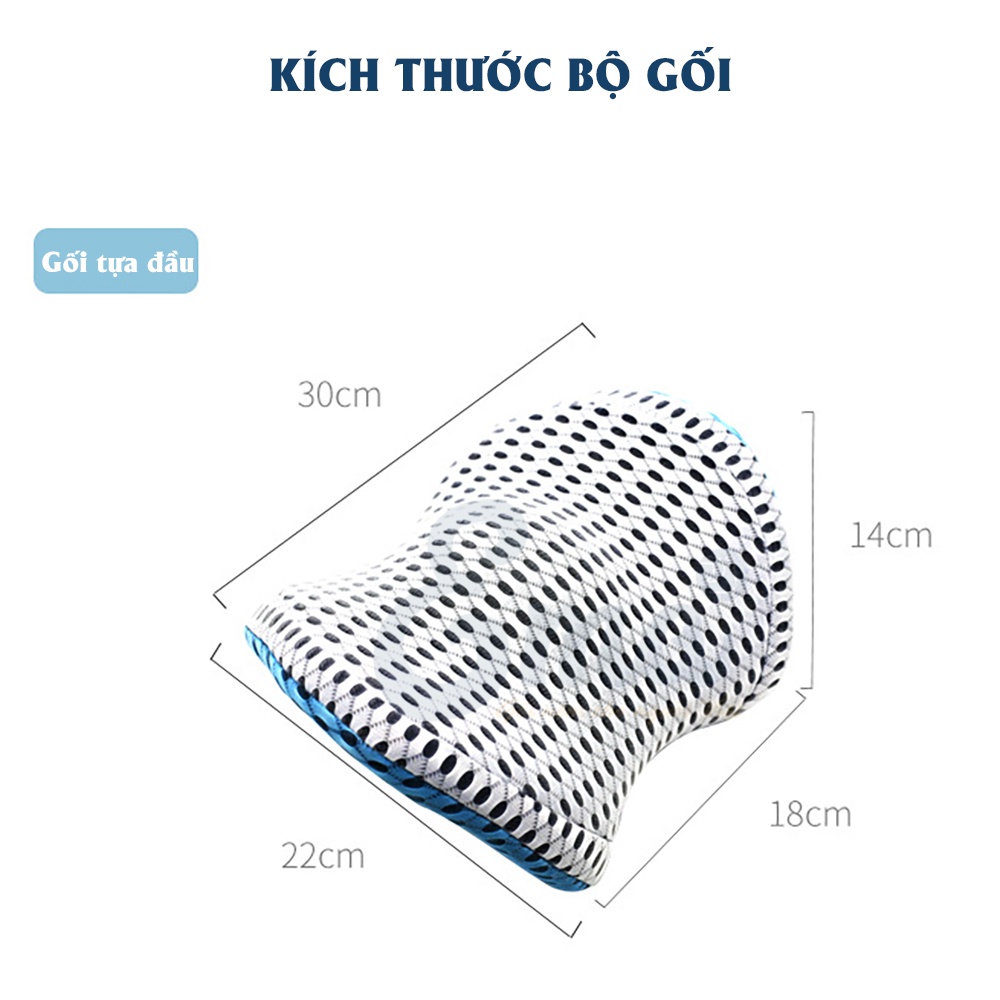 Bộ gối tựa đầu và kê thắt lưng văn phòng EMA - Ruột cao su non - Vỏ 4D siêu thoáng