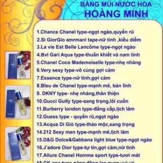 Nước hoa dạng lăn 12ml ( tinh dầu nuớc hoa hàng chính hãng công ty)
