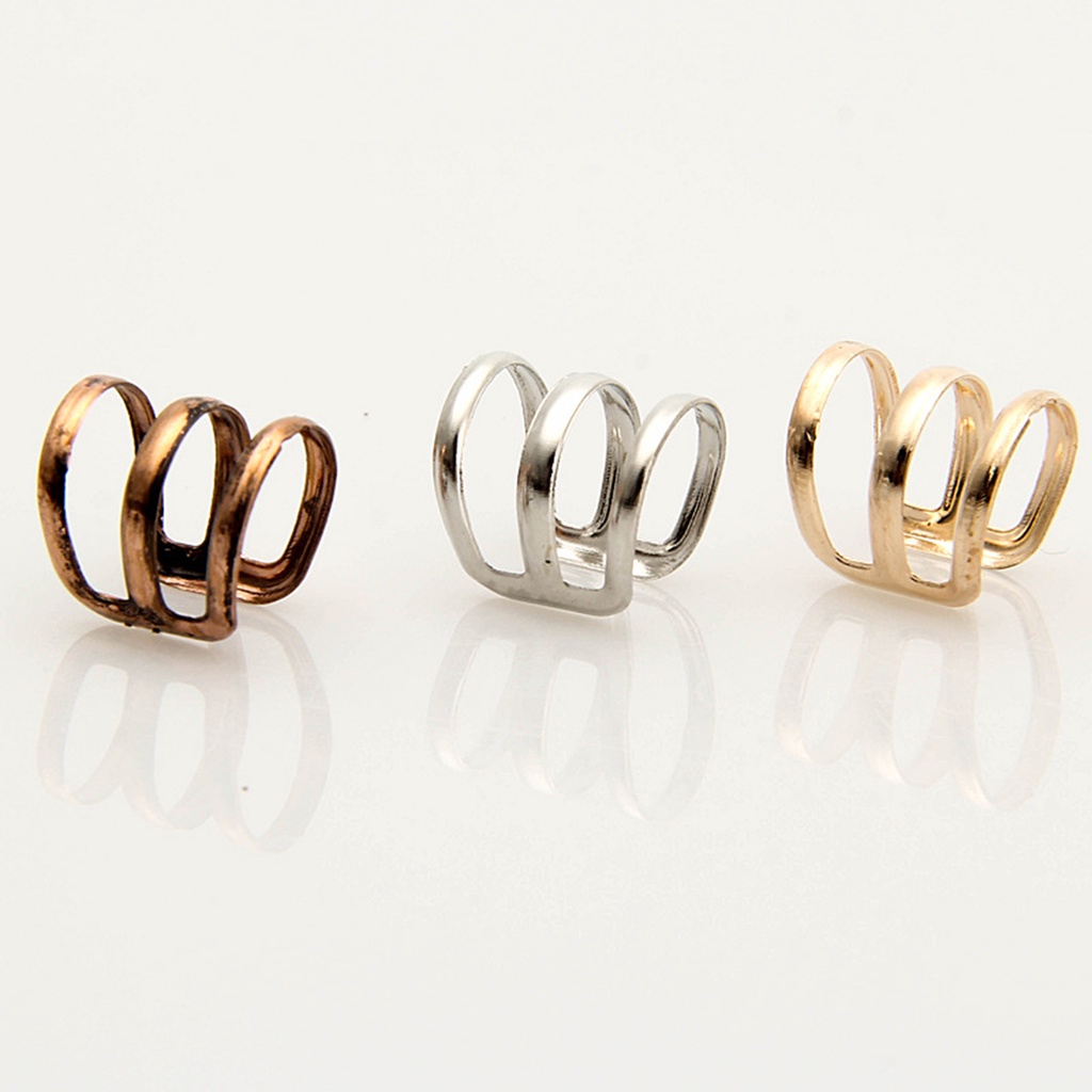 <sujianxia> 1Pc Ear Clip Cuff Simple Dual Use Women Adjustable 3-ring Hollow Finger Ring for Shopping Travel