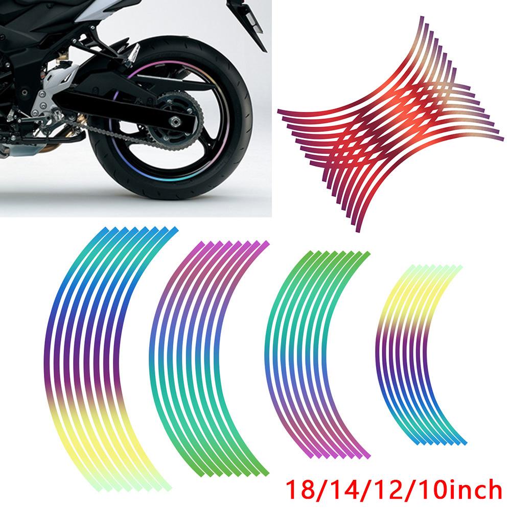 Miếng Dán Phản Quang 16 Sọc Bằng PVC Cho Vành Bánh Xe Hơi Xe Máy NORMAN 10 / 12 / 14 / 18 Inch