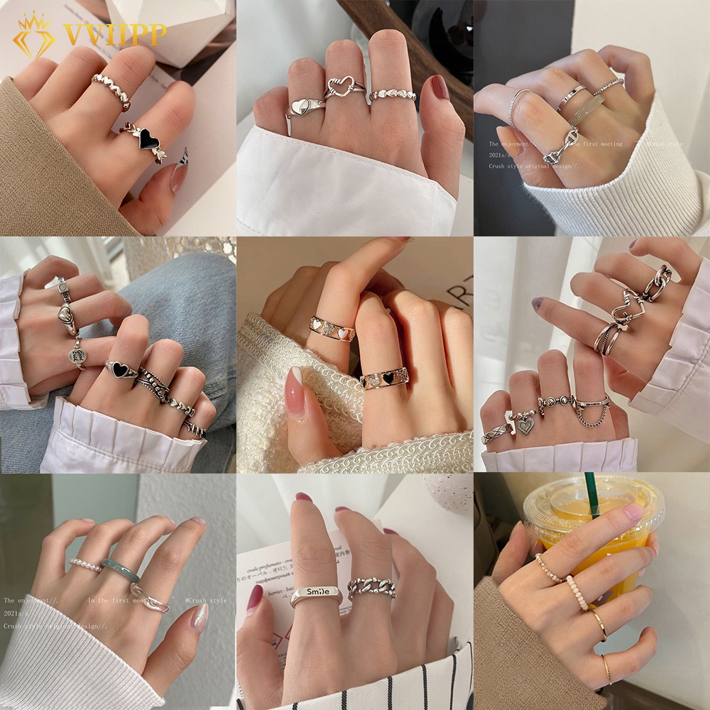 Bộ Nhẫn Thời Trang Bằng Hợp Kim Phối Ngọc Trai Đầy Độc Đáo