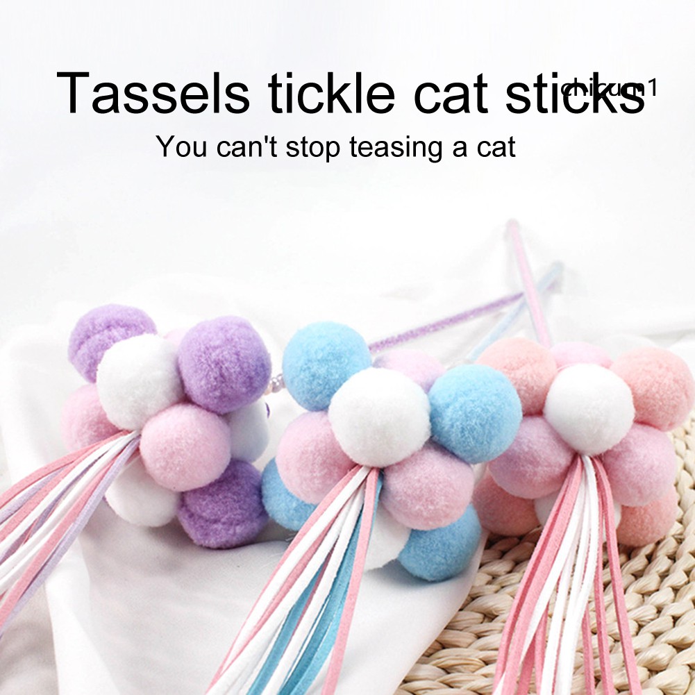 Gậy phối tua rua và bóng bông vui nhộn xinh xắn cho mèo cưng