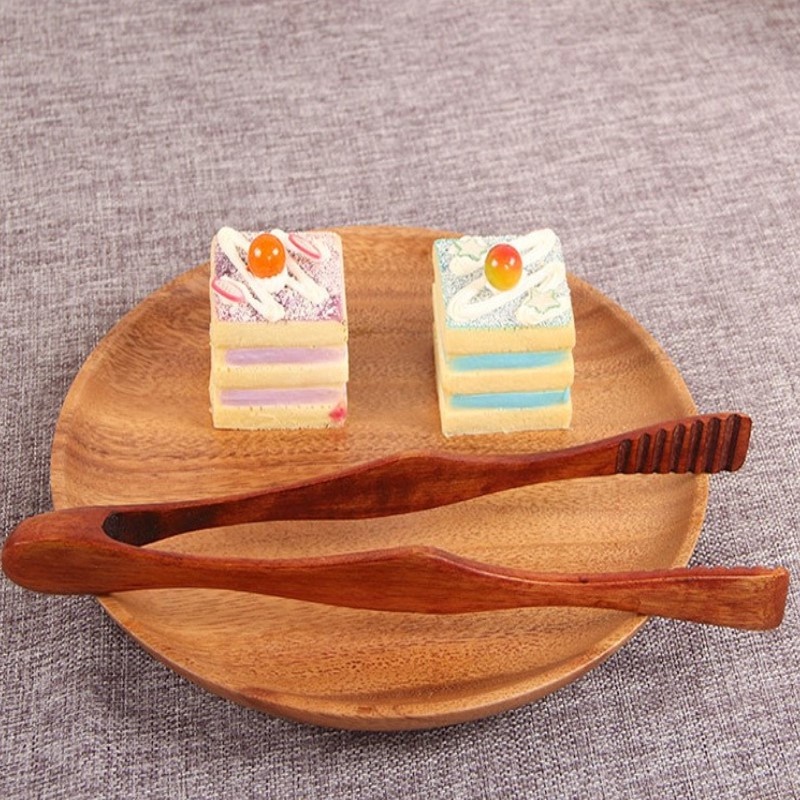 Wooden food tongs bread tongs buffet barbecue tongs Japanese salad snack food tongs