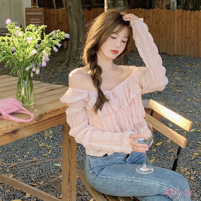 Áo Croptop Tay Dài Cổ Tròn Cho Nữ