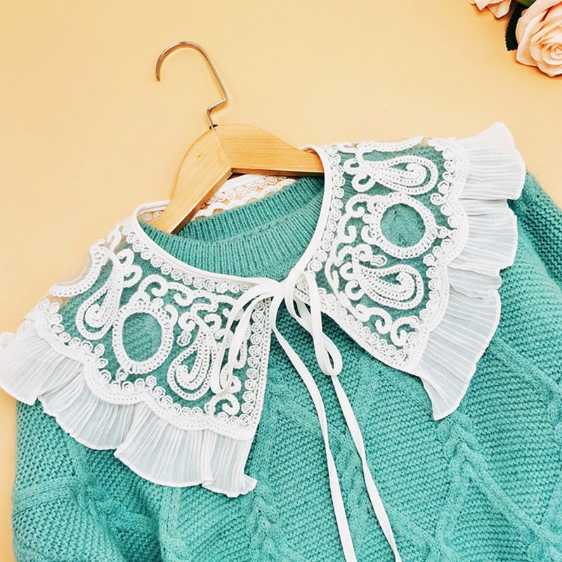 Khăn Choàng Cổ Xếp Li Thêu Hoa Nhìn Xuyên Thấu Cho Nữ