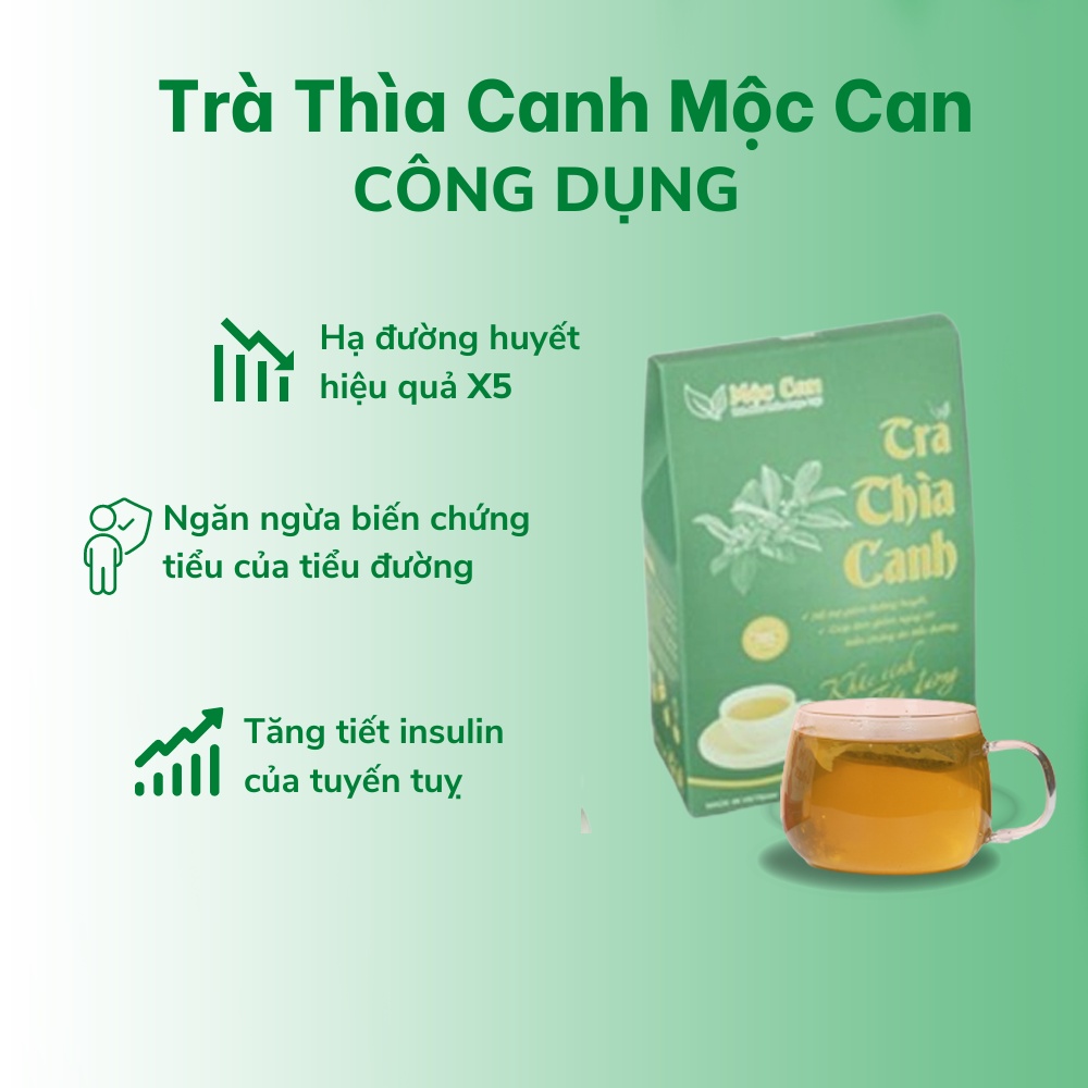 Trà thìa canh Mộc Can, Trà tiểu đường, hạ đường huyết, ngăn ngừa biến chứng đái tháo đường. 1 Hộp 25 túi lọc