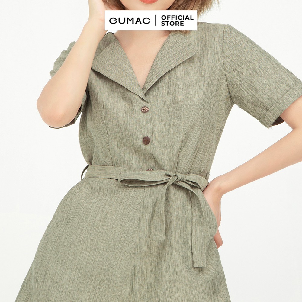Jumpsuit nữ phối nút GUMAC, thiết kế màu xanh hot trend DB566