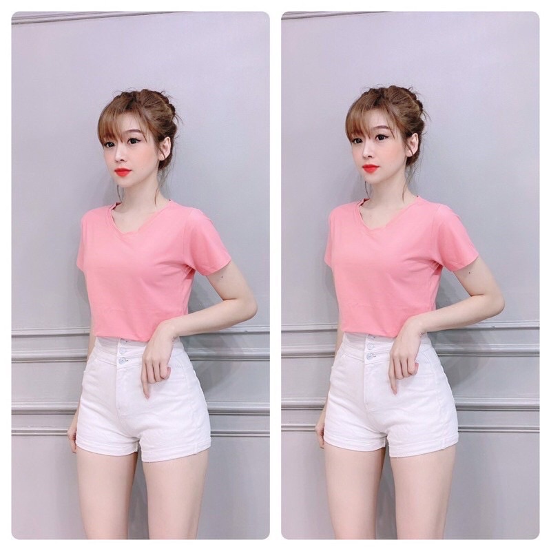 Áo THUN THÁI trơn cổ tim form vừa/rộng (bao chất đẹp)