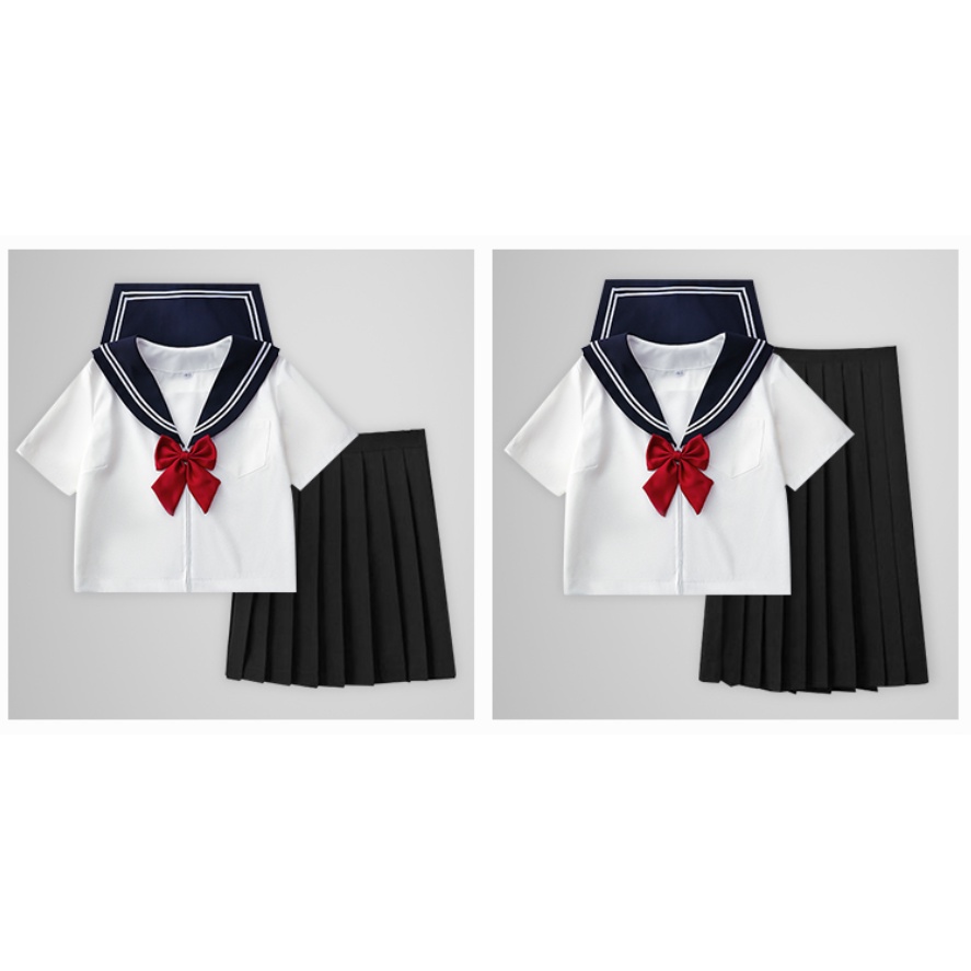 Set áo váy Seifuku cơ bản Brand Lemon - Áo Trắng váy Xanh - tặng kèm nơ #SEIFUKU #LEMON