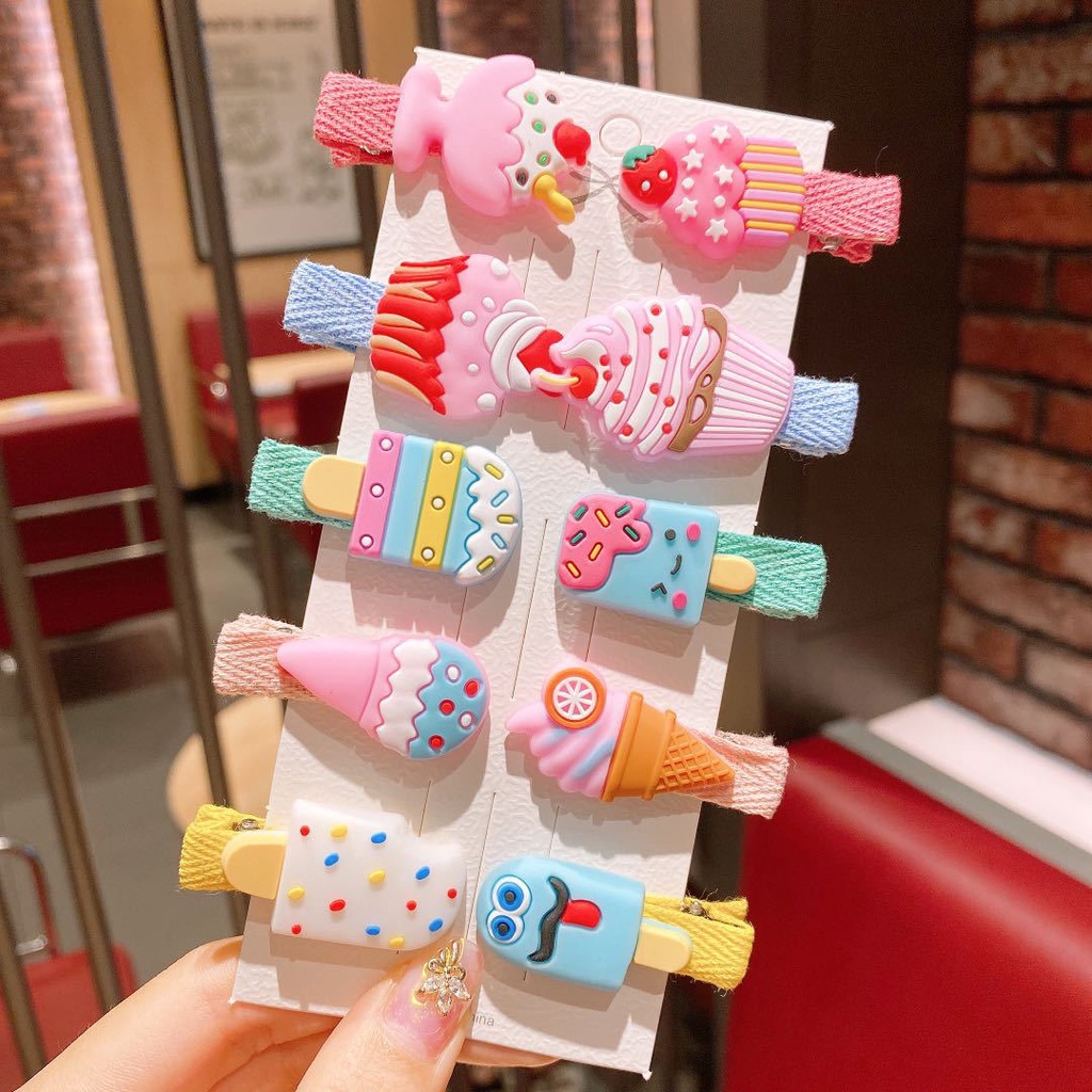 Kẹp tóc vải họa tiết hoạt hình xinh xắn tùy chọn cho bé gái