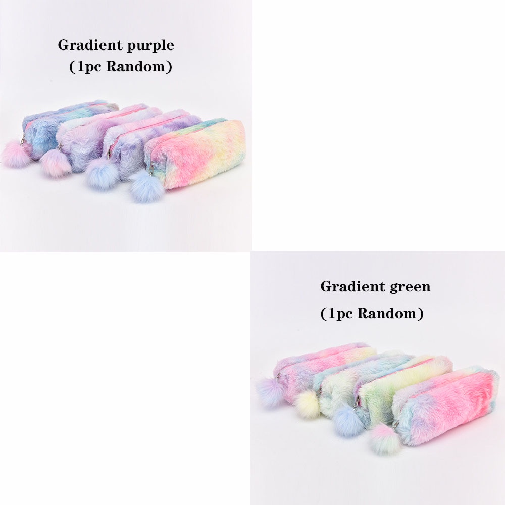 Túi đựng bút và mỹ phẩm màu sắc gradient gắn bóng long xinh xắn cho nữ