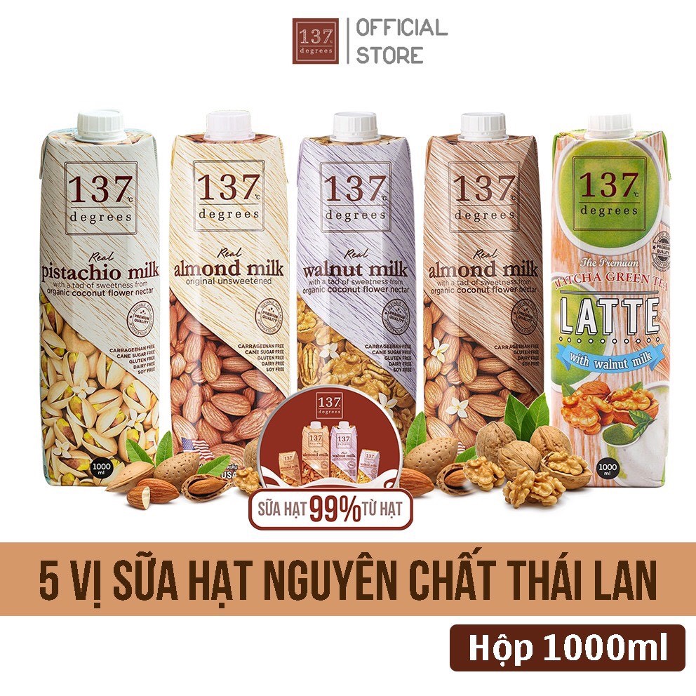Các Vị Sữa Hạt Nguyên Chất 137 Degrees - Hộp 1000ml