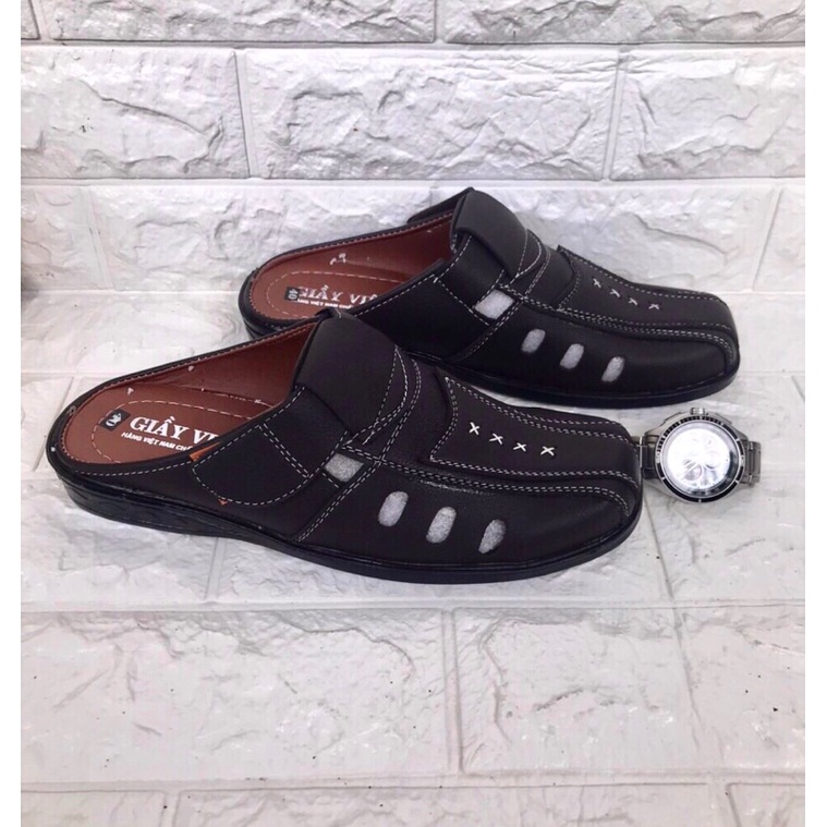 Giày không gót nam màu nâu..da mềm..có lổ thoáng mát..size từ 38-43..đế khâu sẵn rất chắc chắn