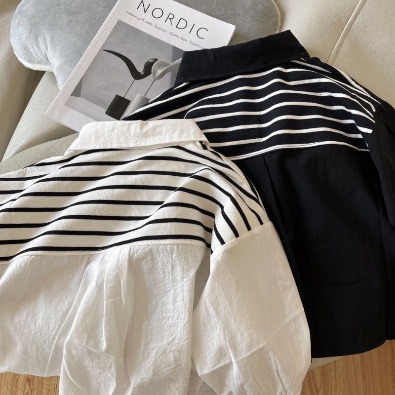 Áo Sơ Mi Dài Tay Họa Tiết Kẻ Sọc Thời Trang Hàn Quốc Dành Cho Bé Trai Gái