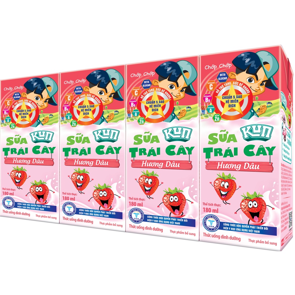 Thùng 48 hộp 180ml Sữa trái cây KUN DÂU