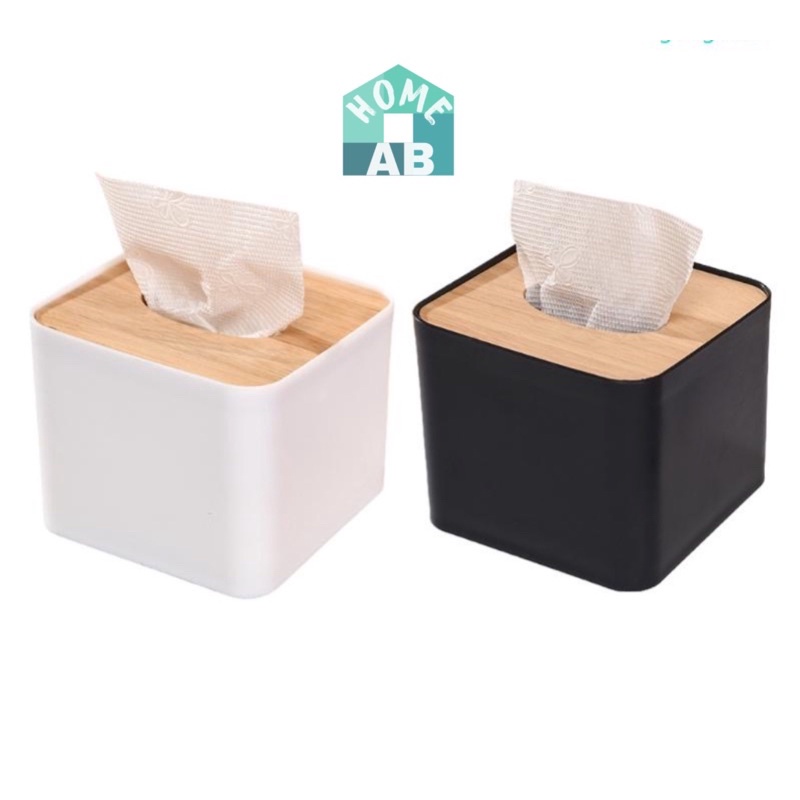 Hộp Đựng Giấy Ăn Hình Vuông Mặt Tre Thiết Kế Đơn Giản, Hộp Khăn Giấy 8840