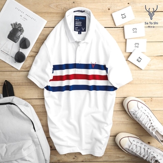 | Satoshi | Áo thun Polo, áo thun có cổ nam SAPL18 chất liệu cotton mềm mịn thoáng mát in Sọc Cotton / Bamboo
