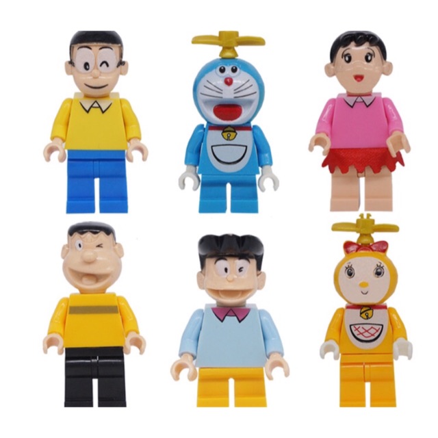 bộ 6 nhân vật đồ chơi lego giống minifigure doremon