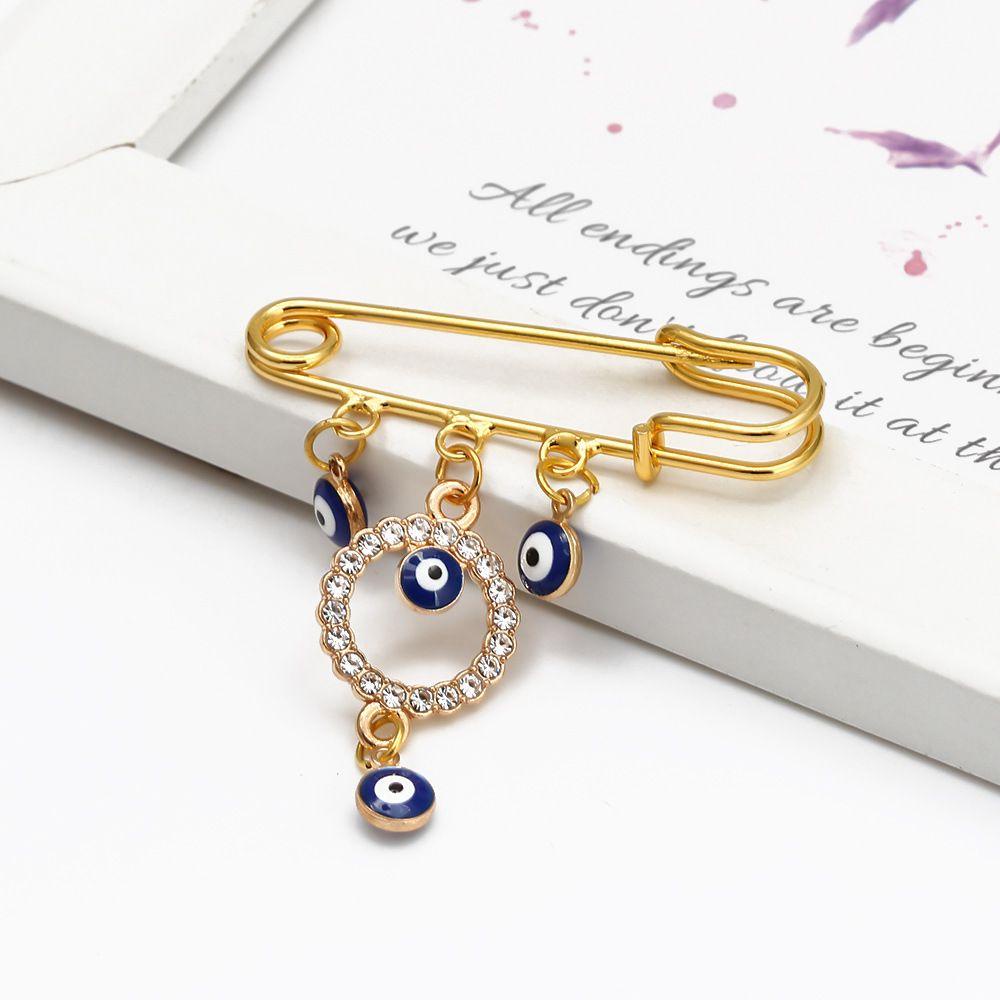 Ghim Cài Áo Hợp Kim Hình Hamsa Thổ Nhĩ Kỳ Màu Xanh Dương Trang Trí Túi X