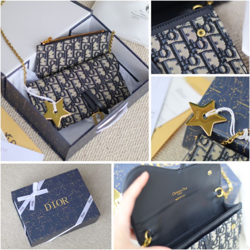 Túi xách nữ D.I canvas hàng super kèm ví nhỏ và 2 charm treo túi fullbox nam châm nguyên seal