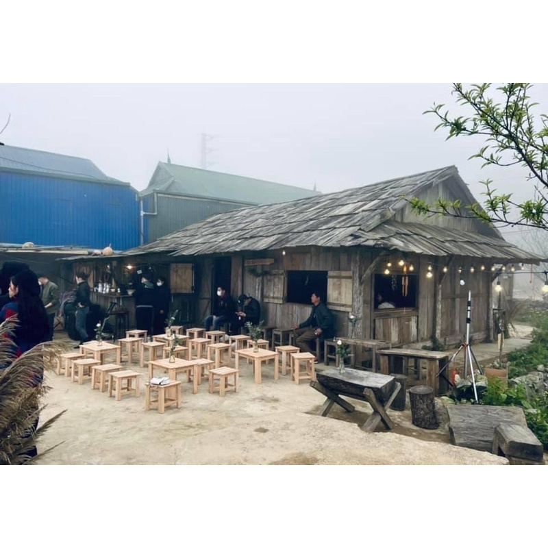 BỘ BÀN GHẾ PALLET / CAFE , TRÀ TRANH , DECOR ( 1 bàn , 2 đôn )