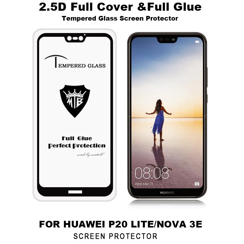 Kính cường lực Huawei Nova 3E loại Full keo toàn màn hình