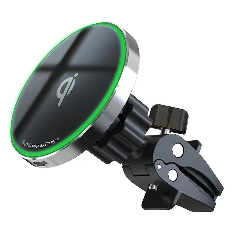 Đế Sạc Nhanh Không Dây 15W Có Nam Châm Gắn Lỗ Thông Gió Xe Hơi Cho iPhone 14 12 13 Pro Max Mini Plus