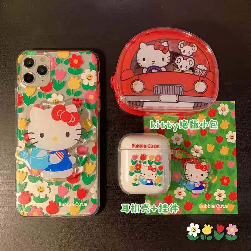 Vỏ Bảo Vệ Hộp Sạc Tai Nghe Bluetooth Airpods 1 2 3 Pro 2 PRO2 Inpods 12 i12 Trong Suốt Họa Tiết Hoạt Hình Mèo Kitty Dễ Thương